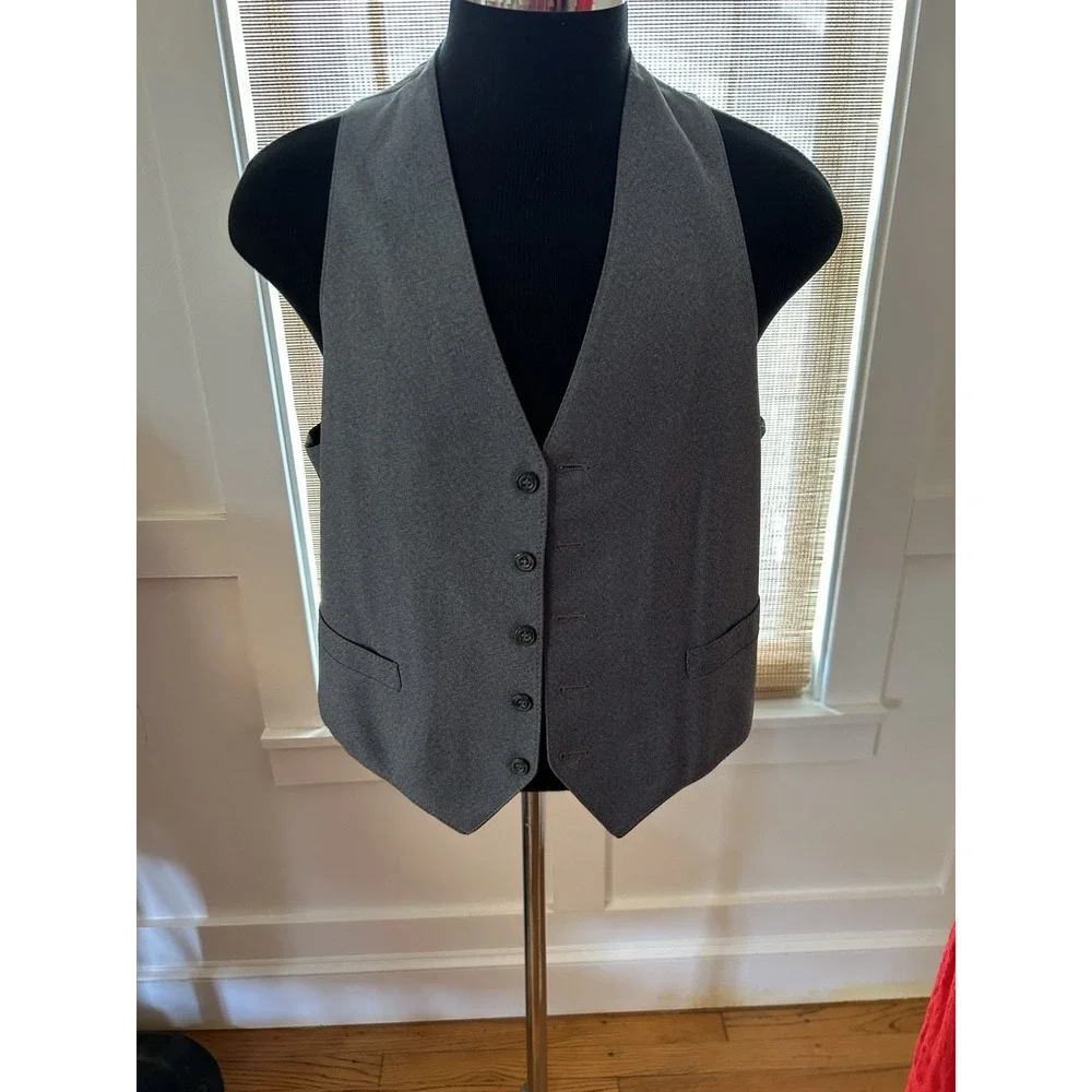 MEN'S VINTAGE VEST MEDIUM Gray 5 Button Waistcoat 38